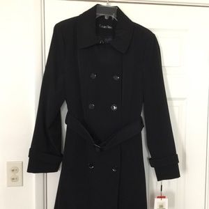 Calvin Klein Trench Coat Black Large NWT